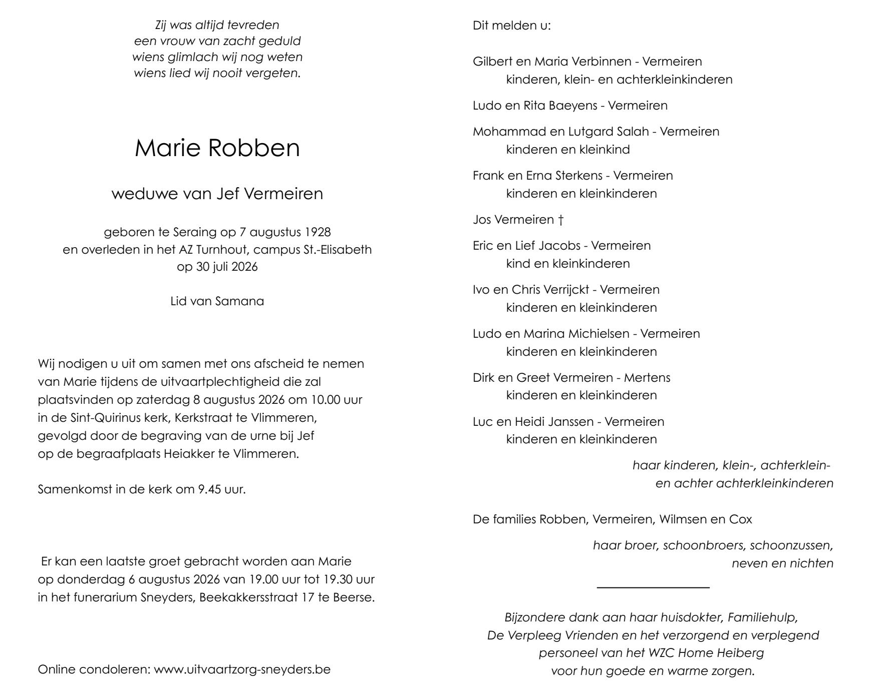 Letter Of Condolence