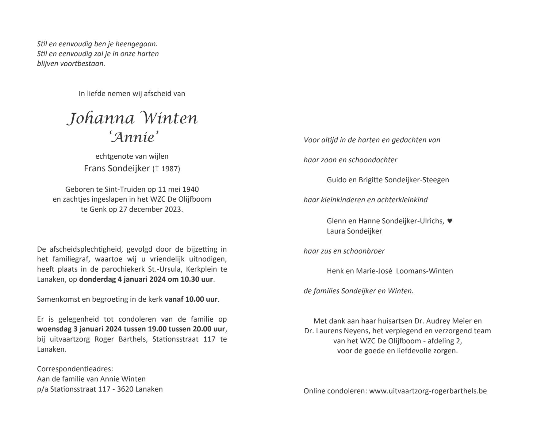 Letter Of Condolence
