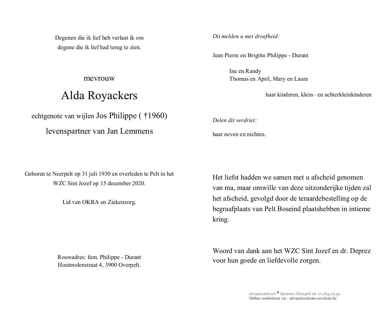 Letter Of Condolence