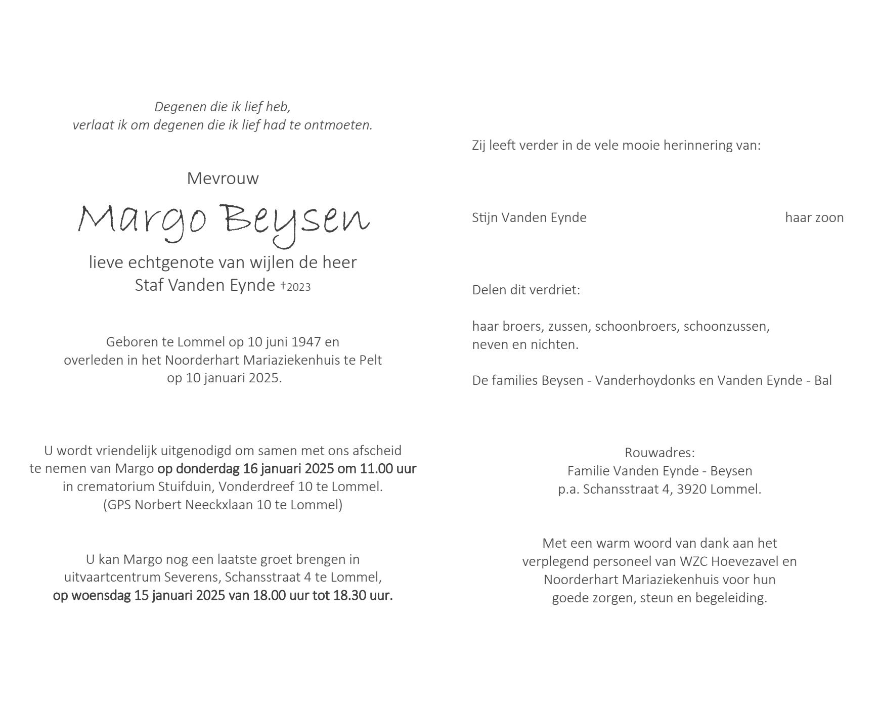 Letter Of Condolence