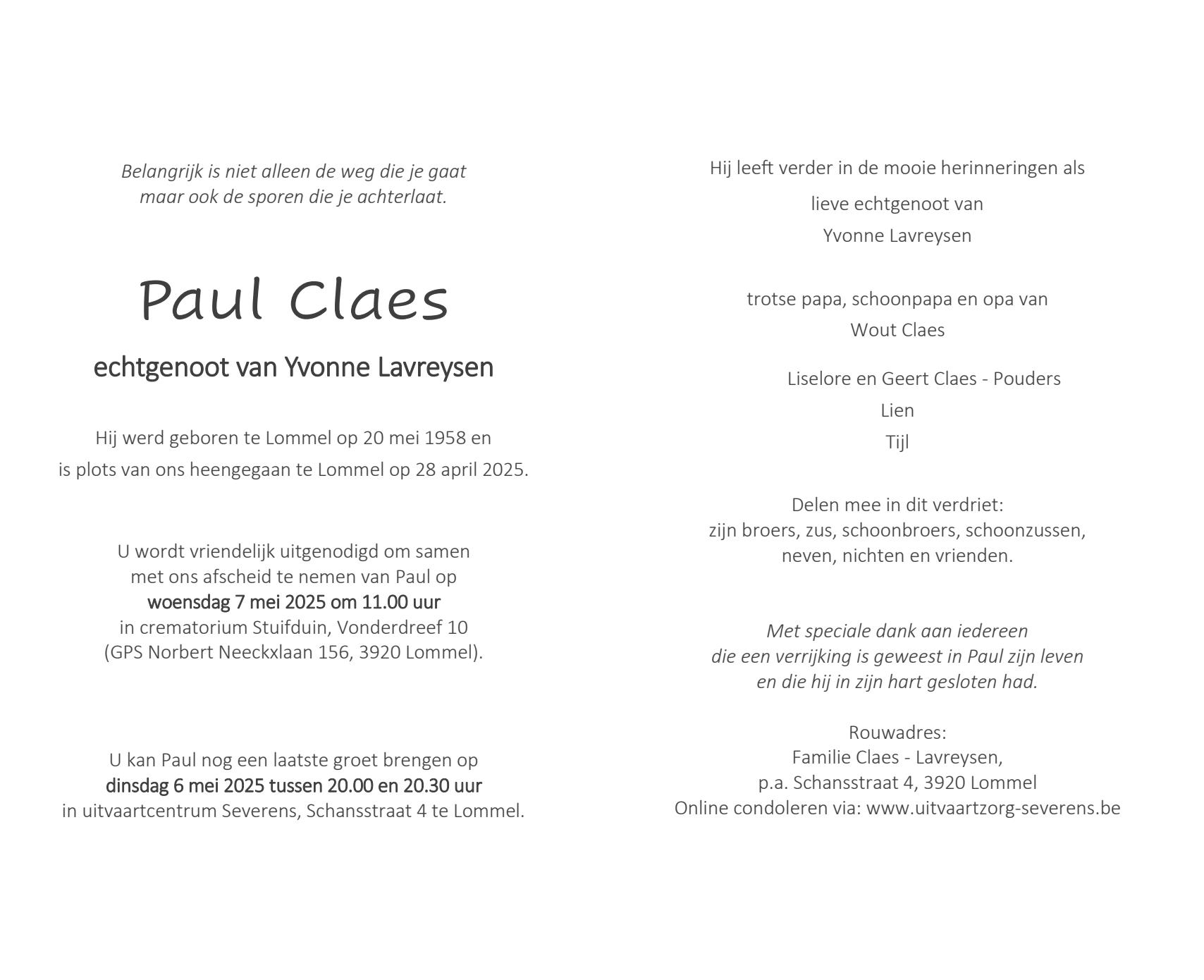 Letter Of Condolence