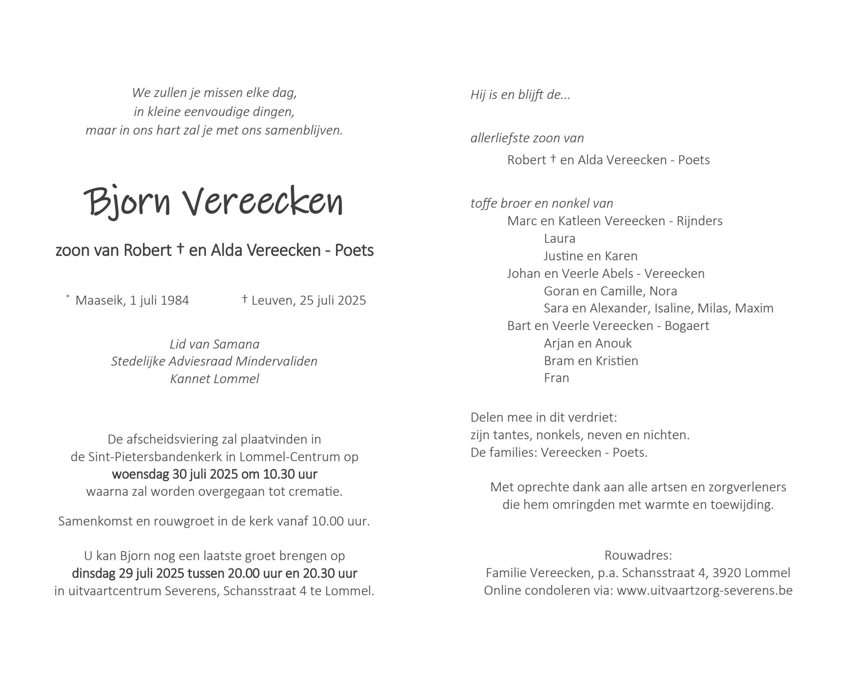 Letter Of Condolence
