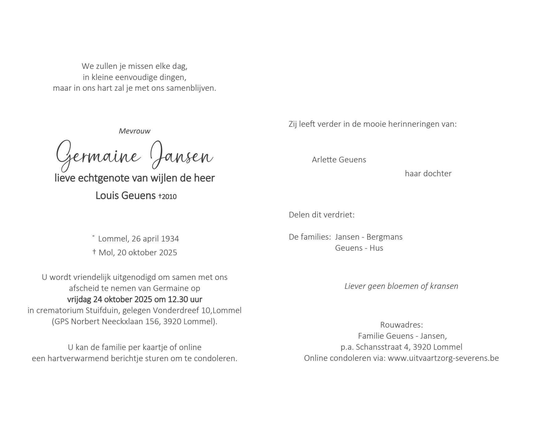 Letter Of Condolence