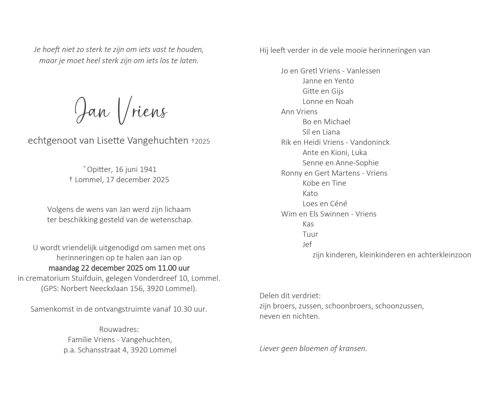 Letter Of Condolence