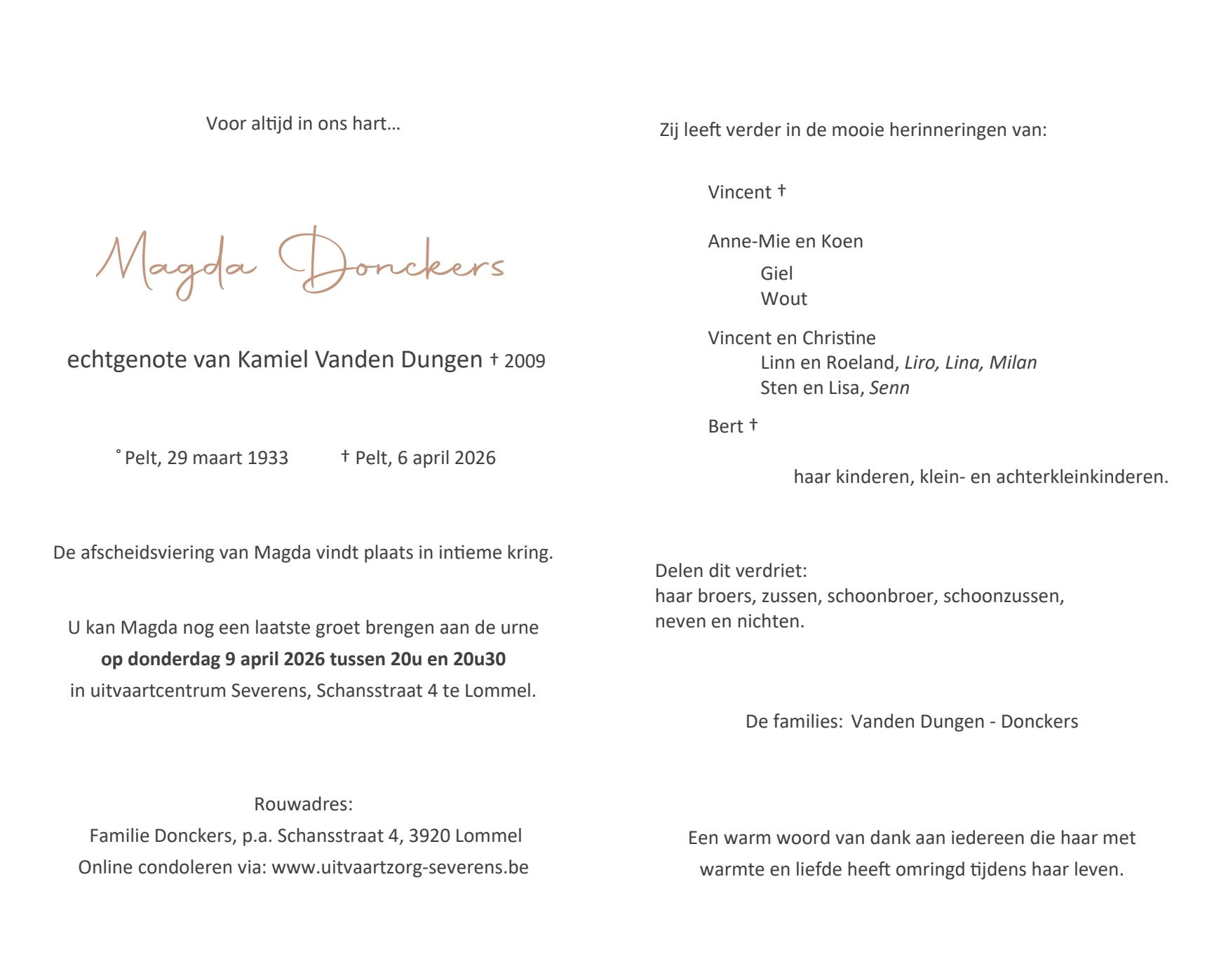 Letter Of Condolence