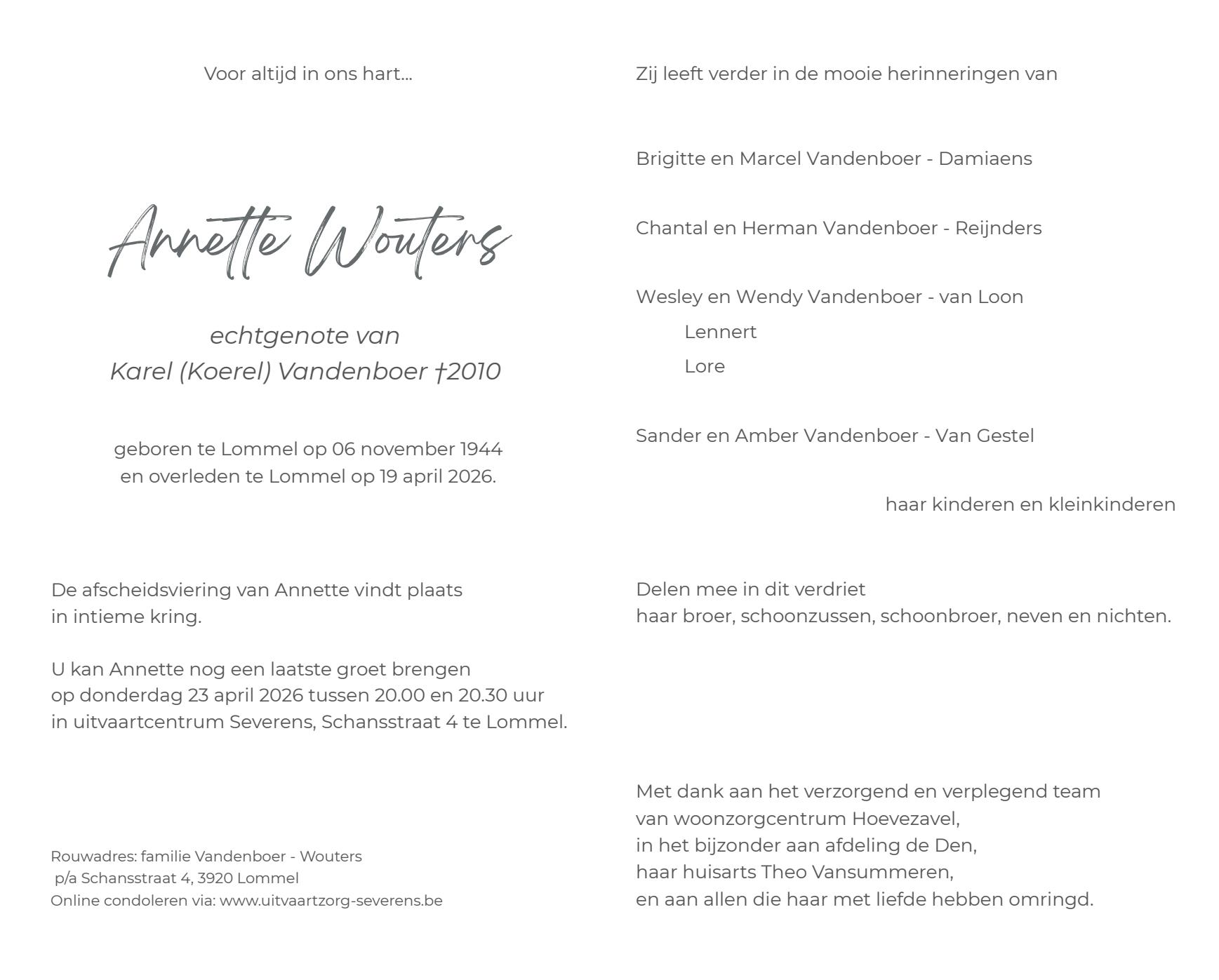 Letter Of Condolence
