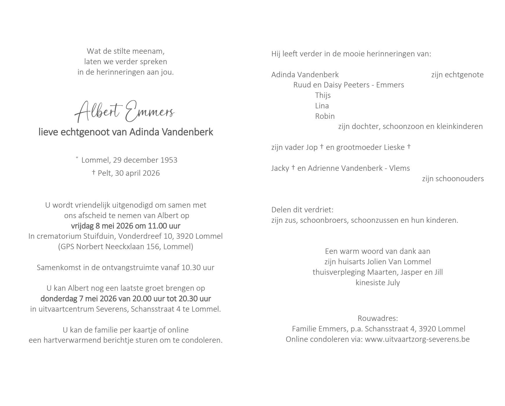 Letter Of Condolence