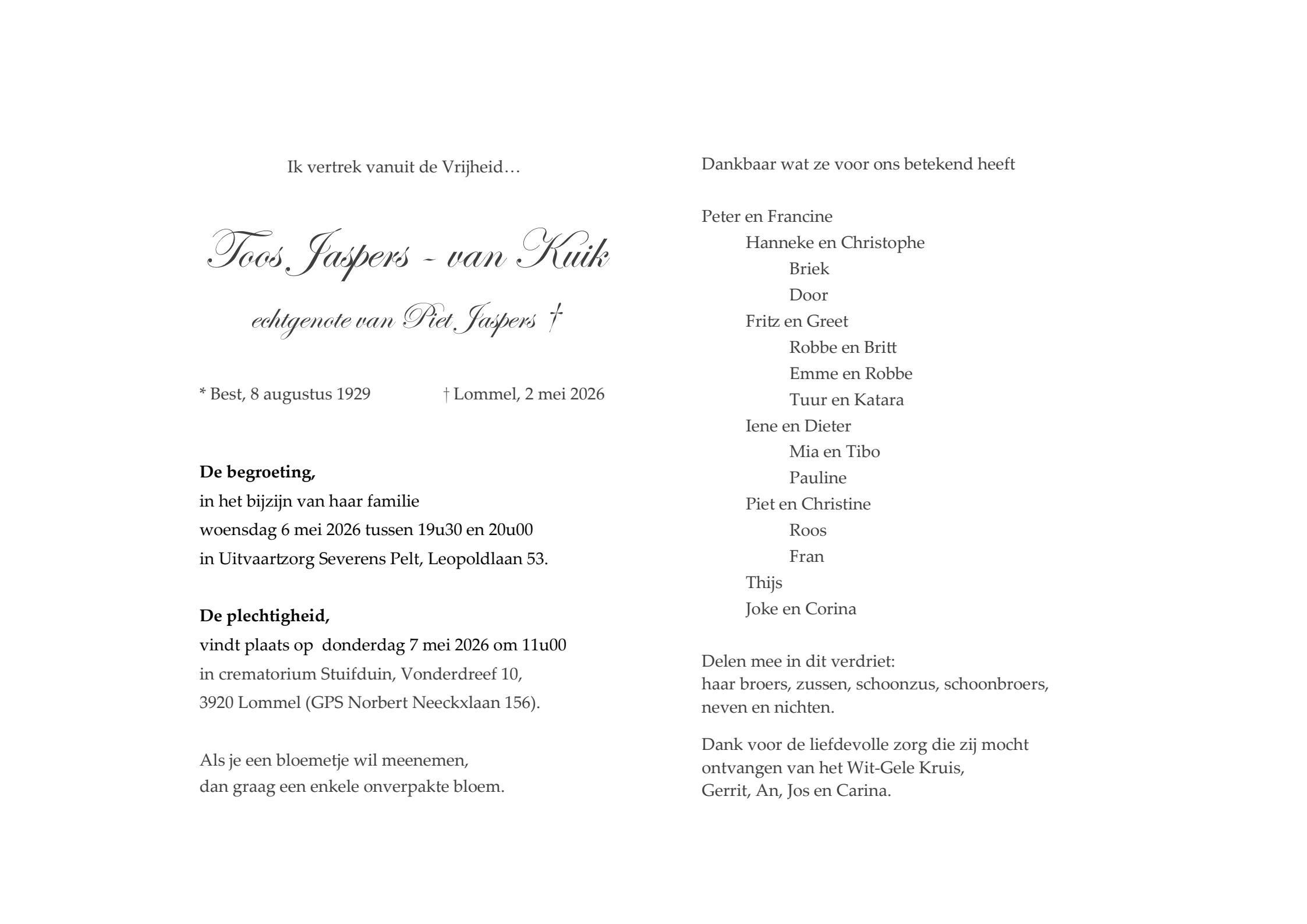 Letter Of Condolence