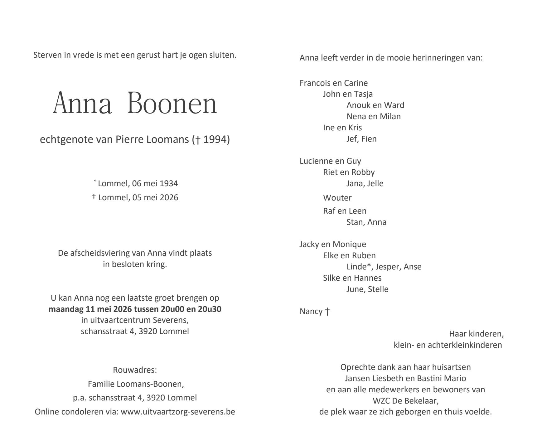 Letter Of Condolence