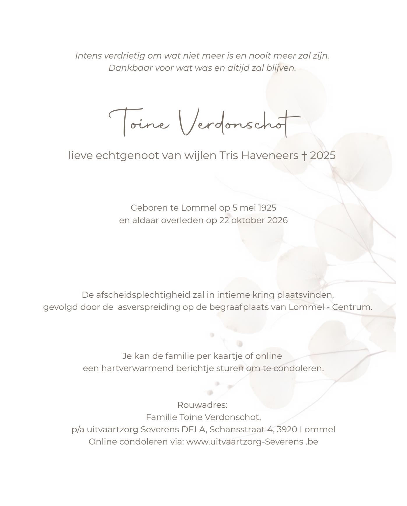 Letter Of Condolence