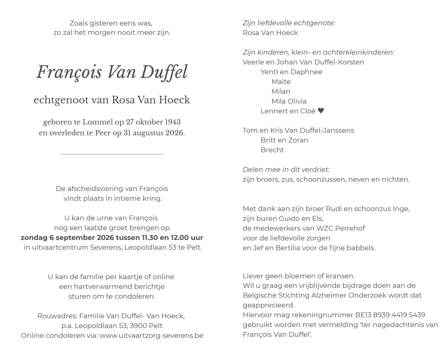 Letter Of Condolence