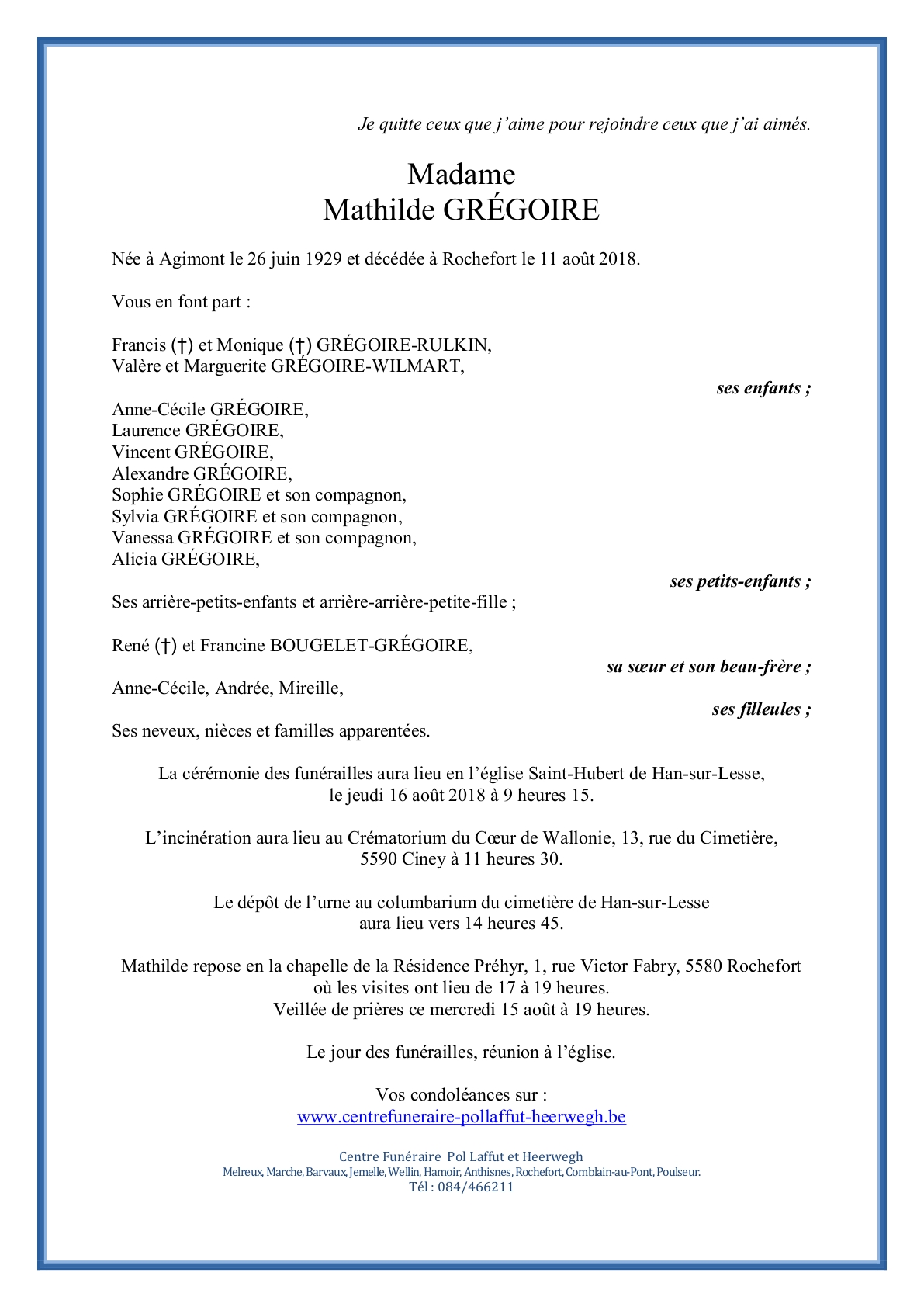 Letter Of Condolence